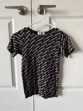 I Heart Hysteric Baby Tee | Hysteric Glamour Black Tee with Red Heart Logo Print
